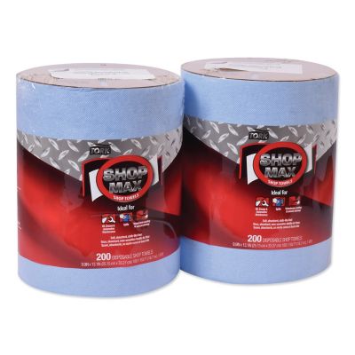 Image showing 6 th Tork Advanced Shopmax Center-Feed Wiper Shop Towels, Blue, 200/Roll, 2-Pack