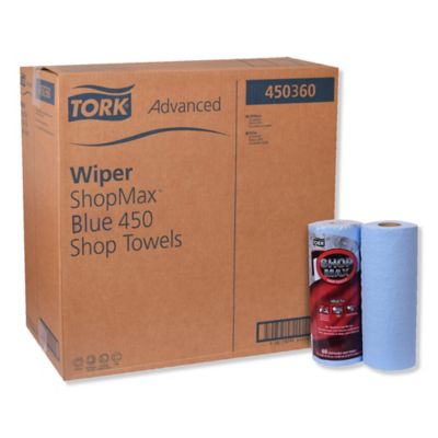 Tork Advanced Shopmax Wiper 450 Shop Towels, 11 in. x 9.4 in., Blue, 60/Roll, 30 Rolls/Carton