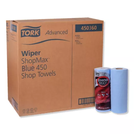 Tork Advanced Shopmax Wiper 450 Shop Towels 11 in x 9.4 in Blue 60/roll 30 rolls/carton Cleaning Cloths & Dusters