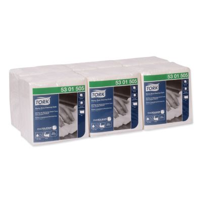 Image showing 6 th Tork Heavy-Duty Cleaning Cloths, White, 50/Pack, 6-Pack