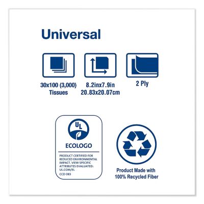 Image showing  Universal Facial Tissue, 2-Ply, White, 100 Sheets/Box, 30 Boxes/Carton