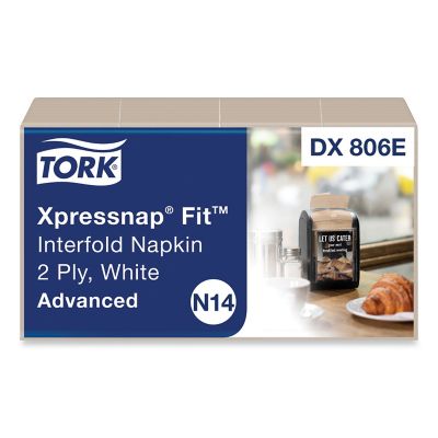 Tork Xpressnap Fit Interfold Dispenser Napkins, 2-Ply, 6.5 in. x 8.39 in., Natural, 120/Pack, 36 Packs/Carton