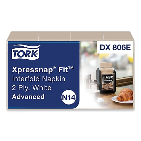 Tork Xpressnap Fit Interfold Dispenser Napkins, 2-Ply, 6.5 in. x 8.39 in., Natural, 120/Pack, 36 Packs/Carton