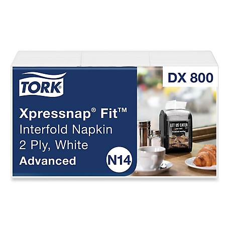 Tork Xpressnap Fit Interfold Dispenser Napkins, 2-Ply, 6.5 in. x 8.39 in., White, 120/Pack, 36 Packs/Carton
