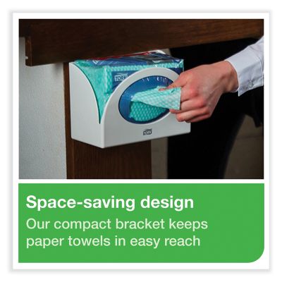 Image showing  Small Bracket Wiper Dispenser, 8.42 in. x 4.22 in. x 5.74 in., White