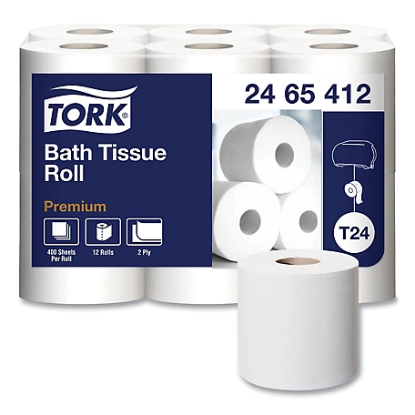Tork Premium Poly Pack Bath Tissue, Septic Safe, 2-Ply, White, 400 Sheets/Roll, 12 Rolls/Pack, 4 Packs/Carton