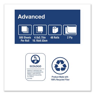 Image showing  Advanced Bath Tissue, Septic Safe, 2-Ply, White, 4 in. x 3.75 in., 500 Sheets/Roll, 48 Rolls/Carton
