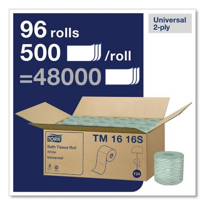 Image showing  Universal Bath Tissue, Septic Safe, 2 Ply, 500 Sheets, Pack of 96 Rolls