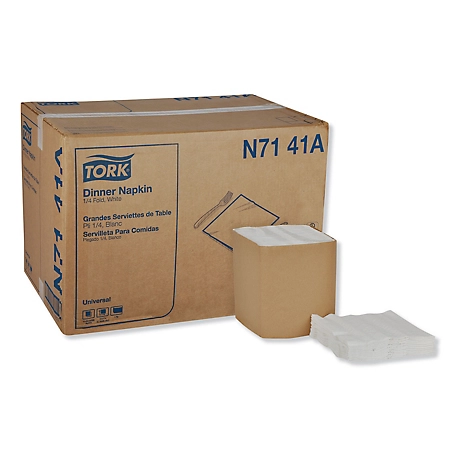 Tork Universal Dinner Napkins, 1-Ply, 17 in. x 17 in., 1/4 Fold, White, 4,008/Carton