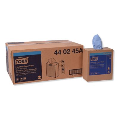 Tork Industrial Paper Wipers, 4-Ply, 8.54 in. x 16.5 in., Blue, 90 Towels/Box, 10 Box/Carton