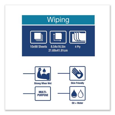 Image showing 5 th Tork Industrial Paper Wipers, 4-Ply, 8.54 in. x 16.5 in., Blue, 90 ct., 10-Pack