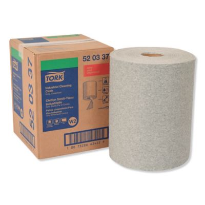 Tork 1-Ply Industrial Cleaning Cloths, Gray, 500 Wipes/Roll