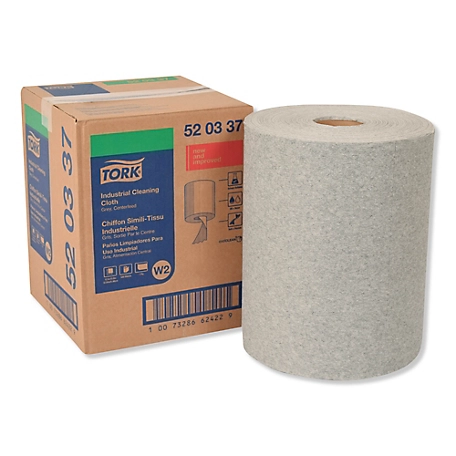 Tork Industrial Cleaning Cloths, 1-Ply, 12.6 in. x 10 in., Gray, 500 Wipes/Roll