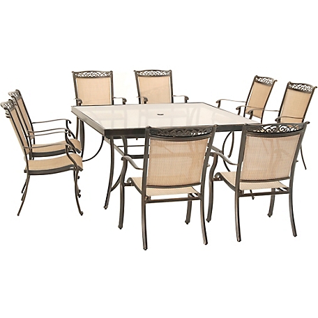 Hanover 9 pc. Fontana Dining Set, Includes 8 Dining Chairs and Square Dining Table