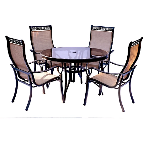 Hanover 5 pc. Monaco Patio Dining Set, Includes 4 Cushioned Dining Chairs and 51 in. Tile-Top Table, MONDN5PCG