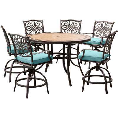 Hanover 7 pc. Monaco High-Dining Set, Includes Tile-Top Table and 6 Swivel Chairs