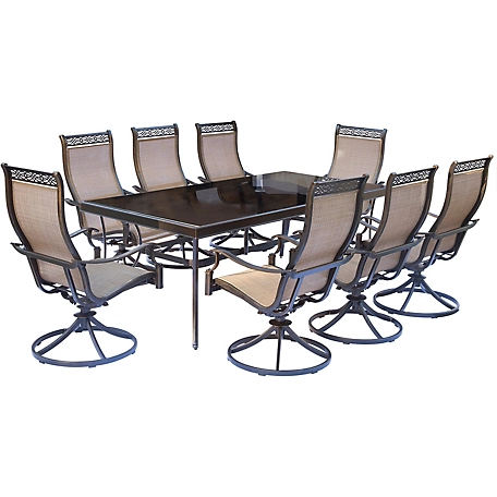 Hanover 9 pc. Monaco Dining Set, Includes 8 Swivel Rockers and Dining Table