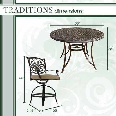 Image showing  5 pc. Traditions High-Dining Set, Includes 4 Swivel Chairs and Cast-Top Table