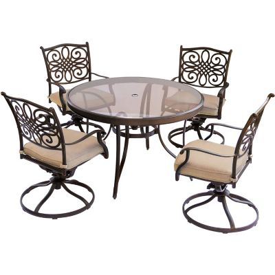 Hanover 5 pc. Traditions Dining Set, Includes Glass-Top Table, Tan -  TRADDN5PCSWG