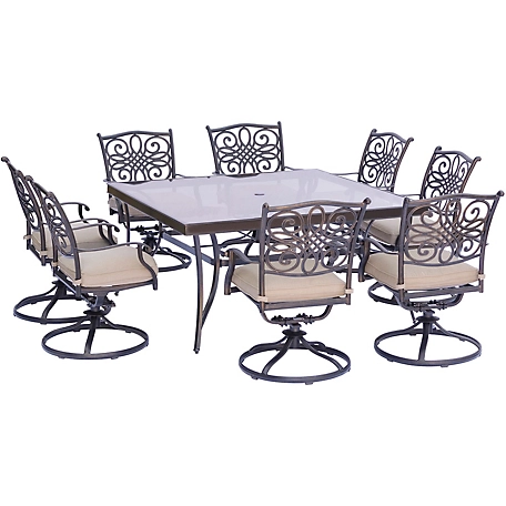 Hanover 9 pc. Traditions Dining Set, Includes Square Glass-Top Dining Table