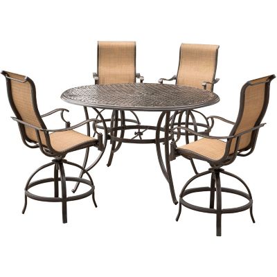 Hanover 5 pc. Manor High-Dining Set, Includes Cast-Top Table and 4 Counter-Height Swivel Chairs
