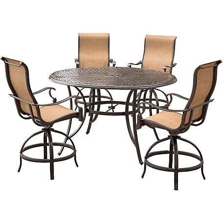 Hanover 5 pc. Manor High-Dining Set, Includes Cast-Top Table and 4 Counter-Height Swivel Chairs