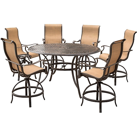 Hanover 7 pc. Manor High-Dining Set, Includes 6 Contoured Swivel Chairs and Cast-Top Table