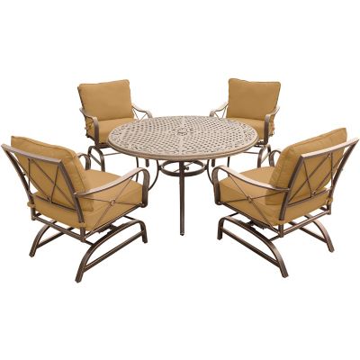 Hanover 5 pc. Summer Nights Dining Set, Includes 4 Cushioned Rockers and Cast-Top Table