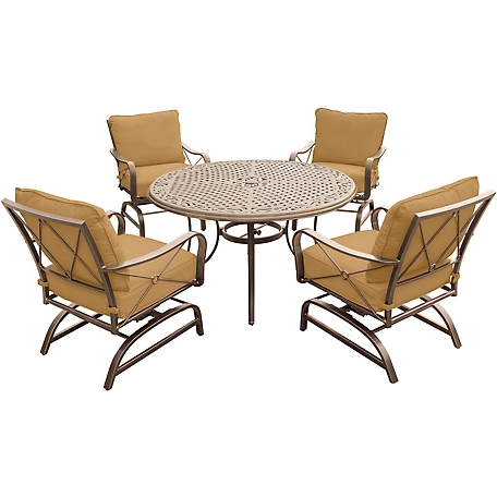 Hanover 5 pc. Summer Nights Dining Set, Includes 4 Cushioned Rockers and Cast-Top Table