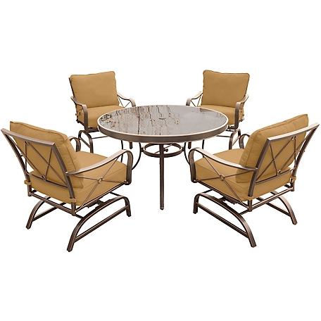 Hanover 5 pc. Summer Nights Dining Set, Includes 4 Cushioned Rockers and Glass-Top Table