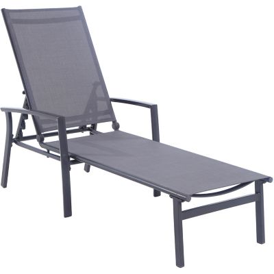Hanover Naples Outdoor Folding Chaise Lounge Chair, with Adjustable Backrest, Gray -  NAPLESCHS-GRY
