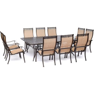 Hanover 11 pc. Manor Dining Set, Includes 10 Sling Chairs and Cast-Top Dining Table