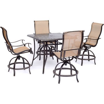 Hanover 5 pc. Manor High-Dining Set, Includes 4 Contoured Swivel Chairs and Cast-Top Table -  MANDN5PCSQBR