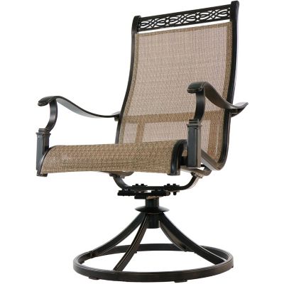 Image showing  7 pc. Manor Outdoor Dining Set, Includes 6 Swivel Rockers and Large Cast-Top Dining Table