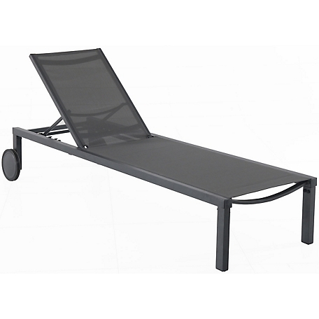 Hanover Windham Adjustable Patio Chaise Sling Chair, Gray
