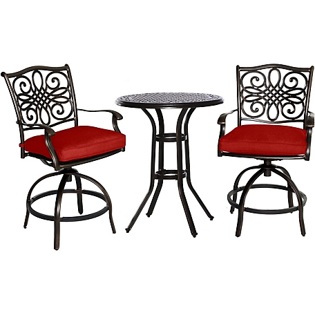 Hanover Traditions 3-Piece High-Dining Bistro Set in Red