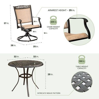 Image showing  Fontana 3-Piece Bistro Set with 2 Sling Swivel Rockers and a 32-in. Cast-Top Table