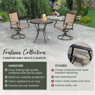 Image showing  Fontana 3-Piece Bistro Set with 2 Sling Swivel Rockers and a 32-in. Cast-Top Table