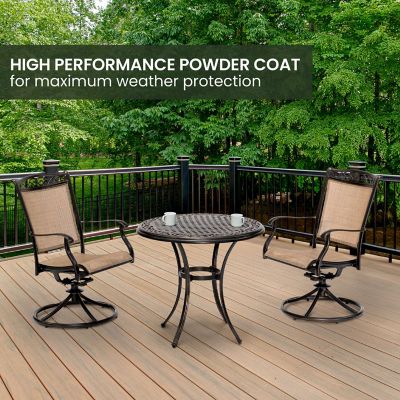 Image showing  Fontana 3-Piece Bistro Set with 2 Sling Swivel Rockers and a 32-in. Cast-Top Table