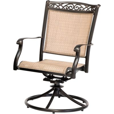 Image showing  5 pc. Fontana Outdoor Dining Set, Includes 4 Sling Swivel Rockers and Cast-Top Table