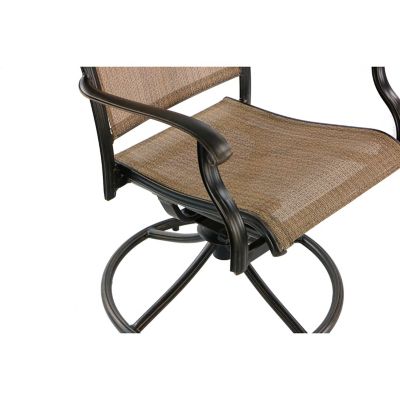 Image showing  9 pc. Fontana Outdoor Dining Set, Includes 8 Sling Swivel Rockers and Square Cast-Top 60 in. Table