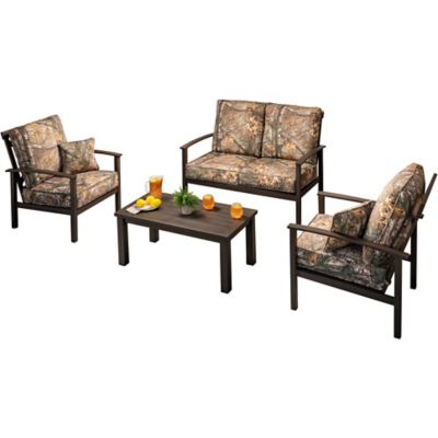 Hanover 4 pc. Cedar Ranch Set with 2 Camo Chairs, Includes Loveseat and Coffee Table