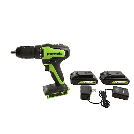 Greenworks 24V Brushless Drill/Driver with 2 Batteries and Charger Included