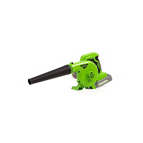 Greenworks 180 MPH/90 CFM 24V 2.0Ah Cordless Shop Blower, USB Battery and Charger Included