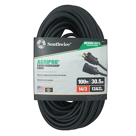 Southwire 100 ft. Outdoor AgriPro 14/3 SJTOW Farm/Workshop Extension Cord