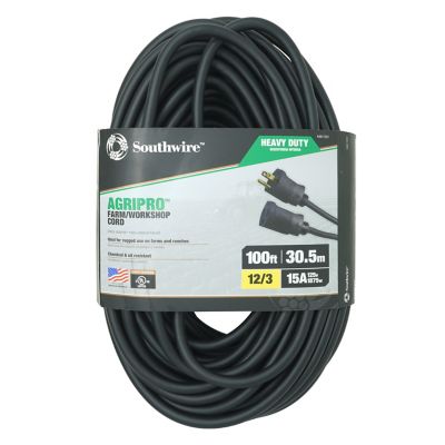Southwire 100 ft. Outdoor AgriPro 12/3 SJTOW Farm/Workshop Extension Cord