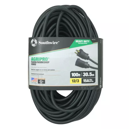 Southwire AgriPro 12/3 SJTOW 100 ft Outdoor Farm/Workshop Extension Cord Extension Cords