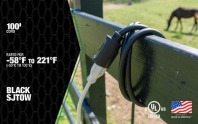 Image showing  100 ft. Outdoor AgriPro 12/3 SJTOW Farm/Workshop Extension Cord