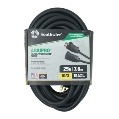 Southwire 25 ft. Outdoor AgriPro 10/3 SJTOW Farm/Workshop Extension Cord