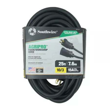 Southwire AgriPro 10/3 SJTOW 25 ft Outdoor Farm/Workshop Extension Cord Extension Cords